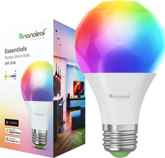Front Zoom. Nanoleaf - Essentials Matter A19 Smart LED Light Bulb - Thread & Matter-Enabled - Multicolor.