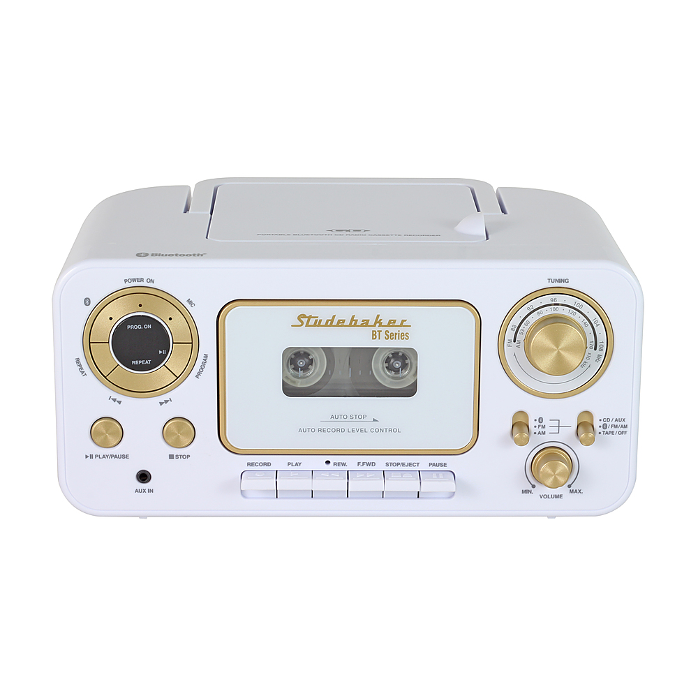 Studebaker Portable Stereo CD Player with Bluetooth, AM/FM Stereo Radio and  Cassette Player/Recorder White SB2135BTWG - Best Buy