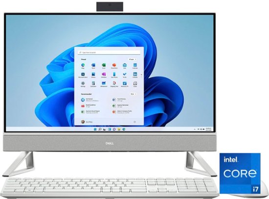 Front. Dell - Inspiron 23.8" Touch screen All-In-One Desktop - 13th Gen Intel Core i7 - 16GB Memory - 512GB SSD - White.