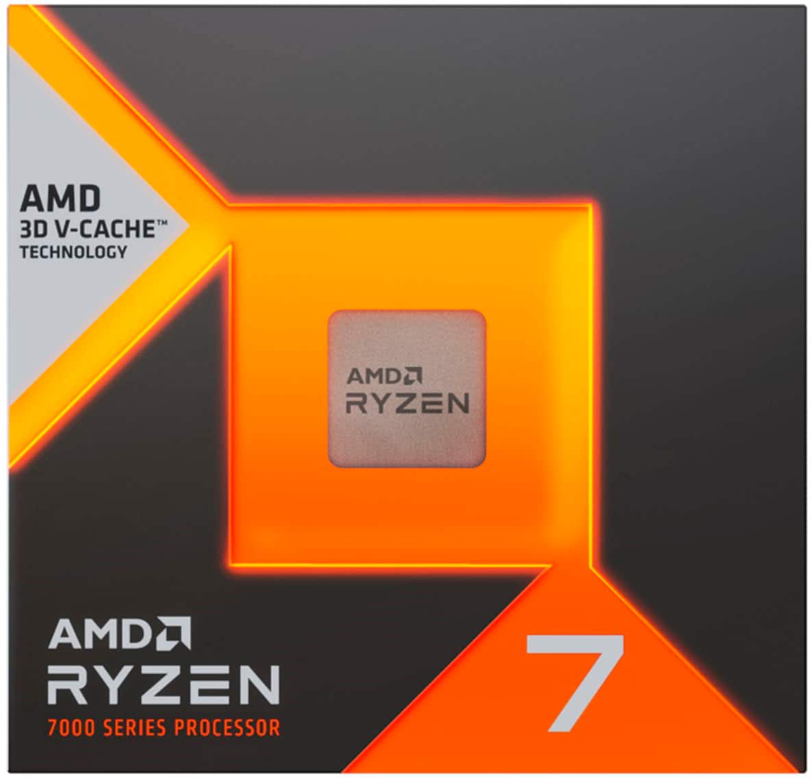 Front. AMD - Ryzen 7 7800X3D 8-Core - 16-Thread 4.2 GHz (5.0 GHz Max Boost) Socket AM5 Unlocked Desktop Processor - Black.
