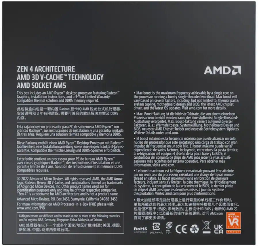 AMD Ryzen 7 7800X3D 8 Core 16 Thread 4.2 GHz (5.0 GHz Max Boost) Socket ...