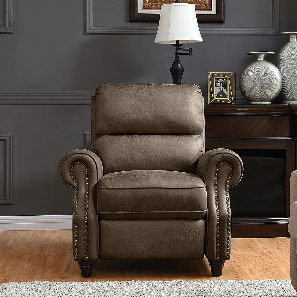 Distressed faux leather online recliner