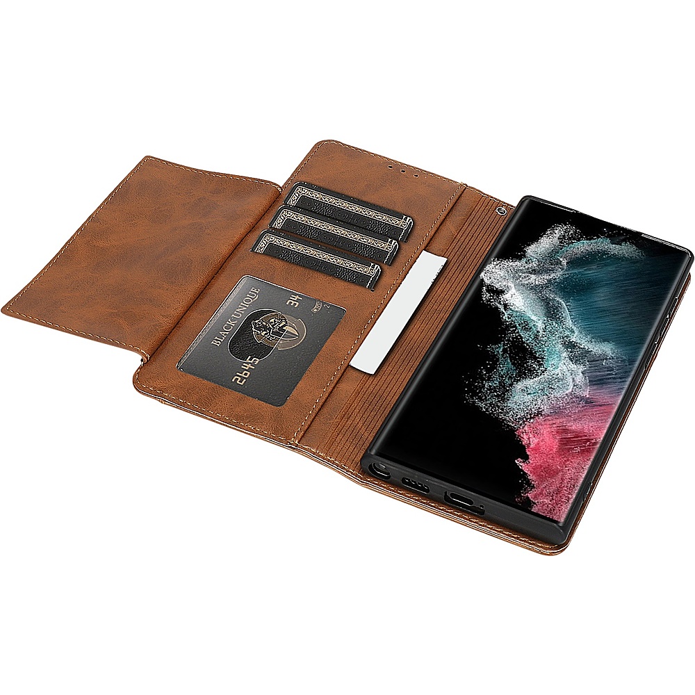 SaharaCase - Folio Wallet Case for Samsung Galaxy S23 Ultra - Brown