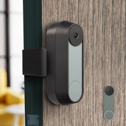 Wasserstein - Anti-Theft Mount compatible with Google Nest Doorbell (Battery)-No-Drill Doorbell Mount to Protect Your Nest Doorbell - Black - Front_Zoom