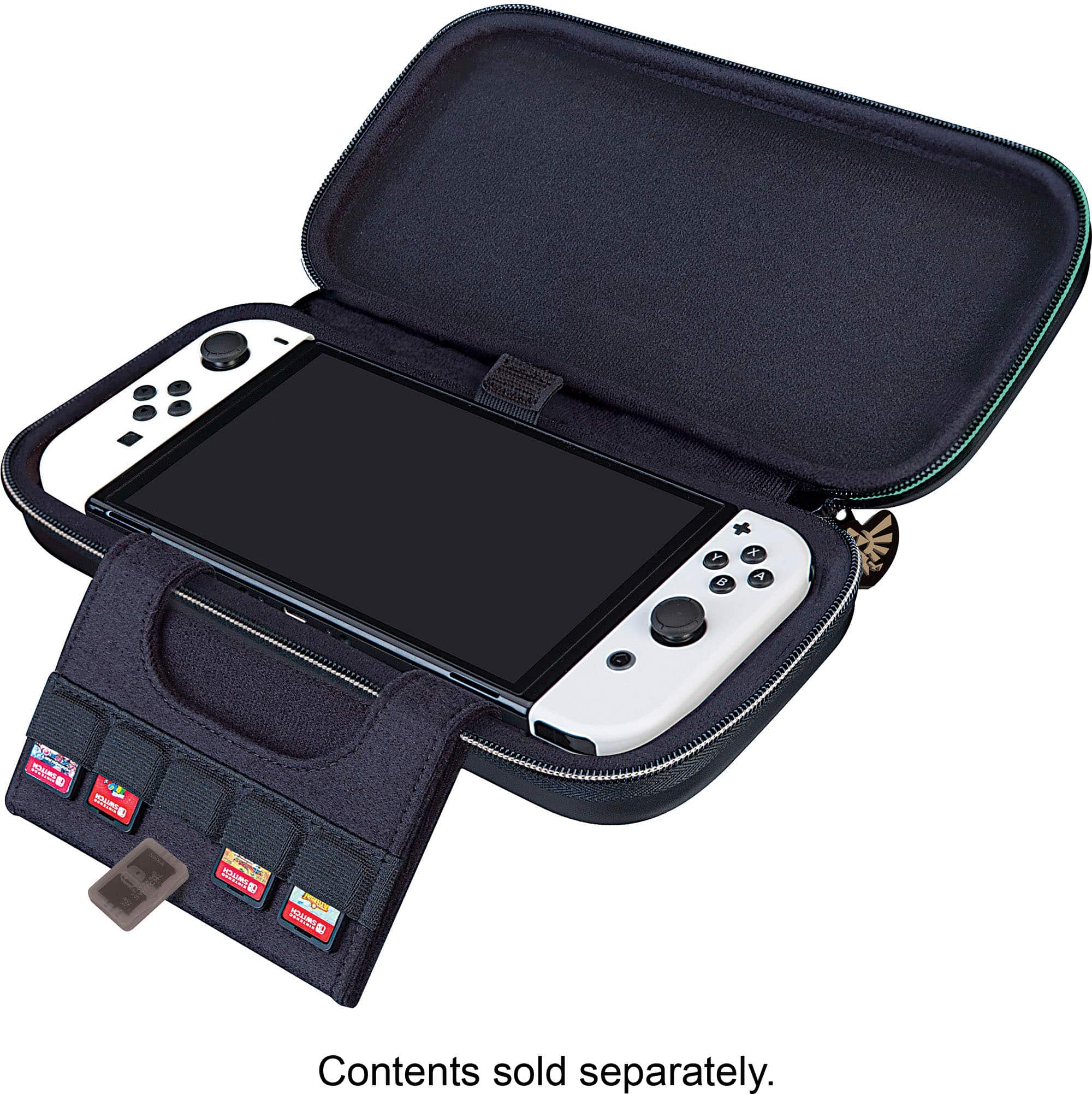 The image features a black case with a white and black Nintendo Wii game controller inside. The case is designed to hold the controller securely and protect it from damage. The controller is placed in the case, ready for use or storage.