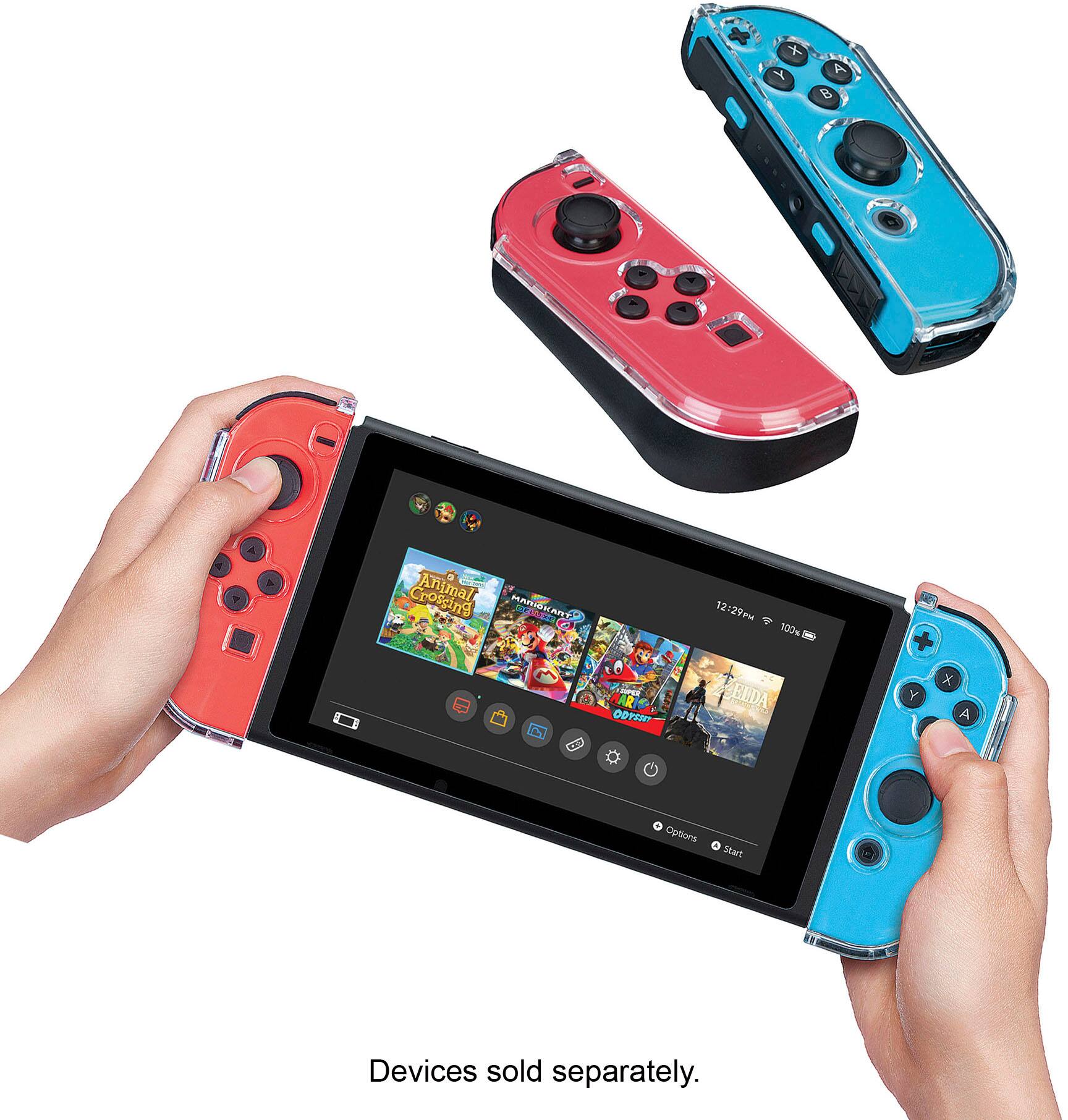 The image shows a person holding a red and blue Nintendo Wii game controller, with the controller in the foreground and the person's hand in the background. The controller is being used to play a game on a screen, which is also visible in the image. The person is likely enjoying a gaming session on the Wii console.