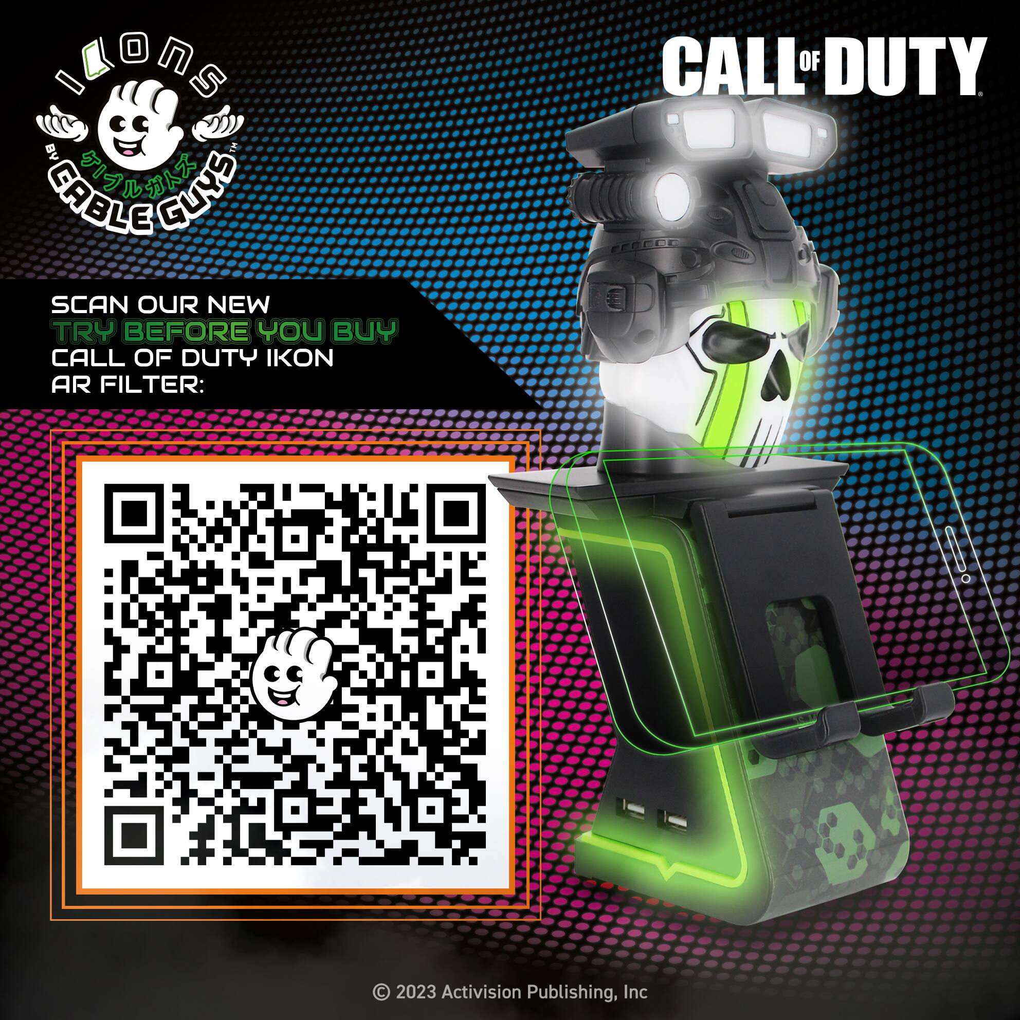 Call of Duty Ghost Cable Guy Ikons Light Up Gaming Controller and Mobile Phone Charger