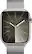 Angle. Apple - Apple Watch Series 9 (GPS + Cellular) 45mm Silver Stainless Steel Case with Silver Milanese Loop with Blood Oxygen - Silver.