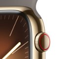 Alt View Zoom 12. Apple Watch Series 9 (GPS + Cellular) 45mm Gold Stainless Steel Case with Clay Sport Band with Blood Oxygen - S/M - Gold (AT&T).