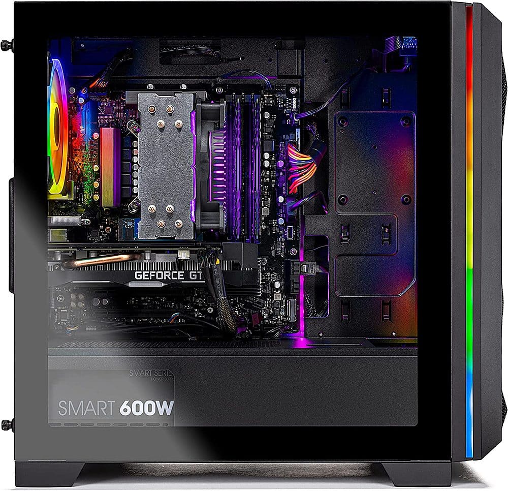 Left. Skytech Gaming - Chronos Mini Gaming Desktop - Intel Core i3-12100F - 16GB Memory - NVIDIA GeForce GTX 1650 - 500GB NVMe SSD - Black.