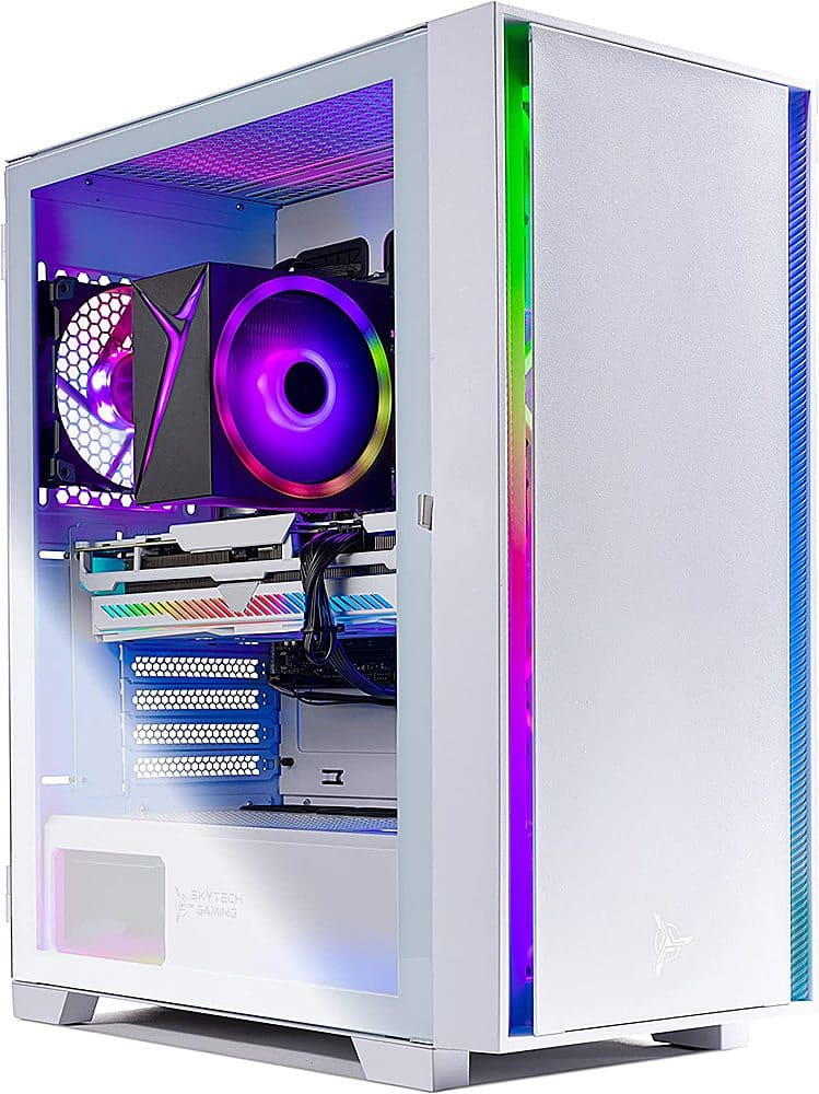 Front. Skytech Gaming - SHIVA 2 Gaming Desktop - Intel Core i5-12400F - 16GB Memory - NVIDIA GeForce RTX 3060 - 500GB NVMe SSD - White.