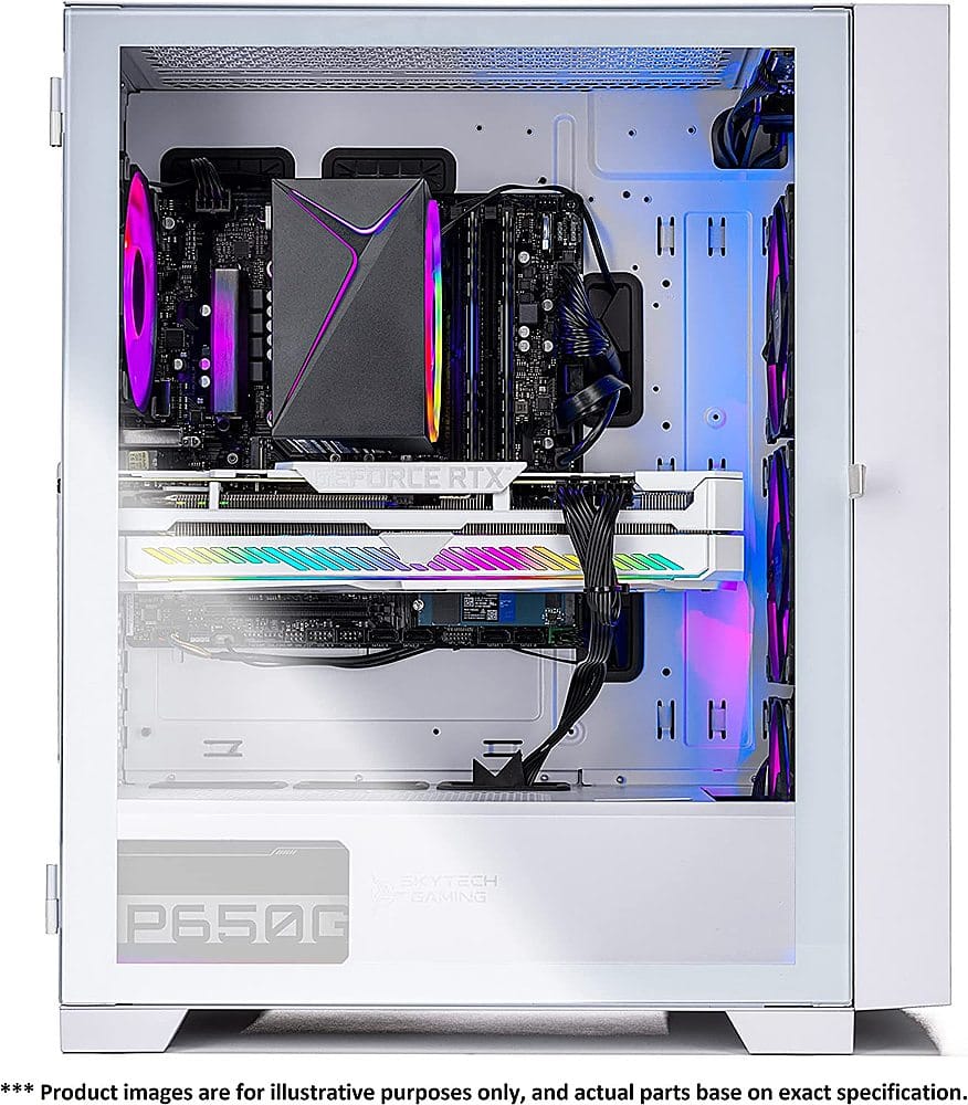 Left. Skytech Gaming - SHIVA 2 Gaming Desktop - Intel Core i5-12400F - 16GB Memory - NVIDIA GeForce RTX 3060 - 500GB NVMe SSD - White.