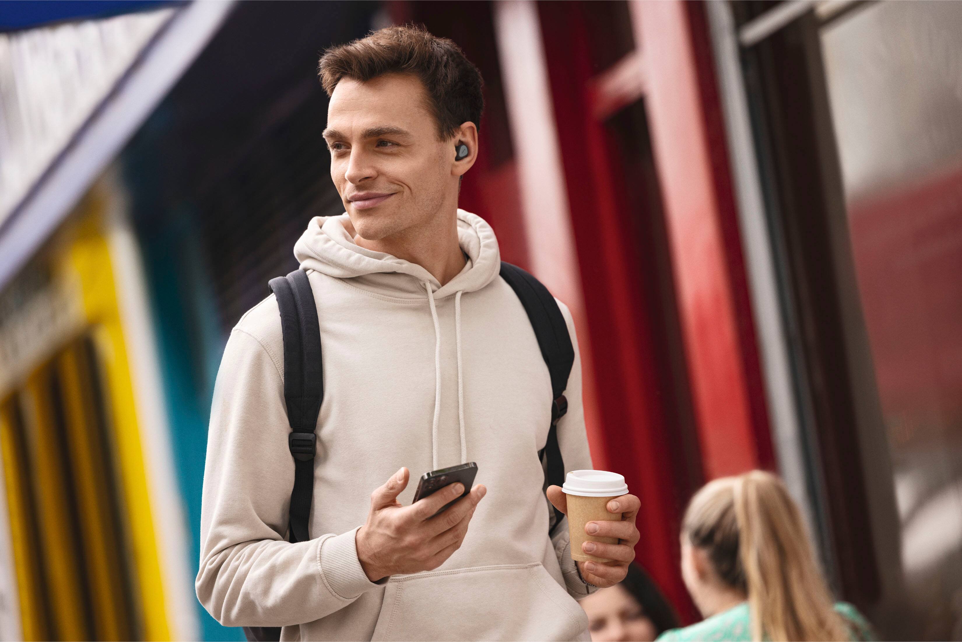 Left. Jabra - Elite 4 True Wireless Noise Cancelling In-ear Headphones - Dark Grey.