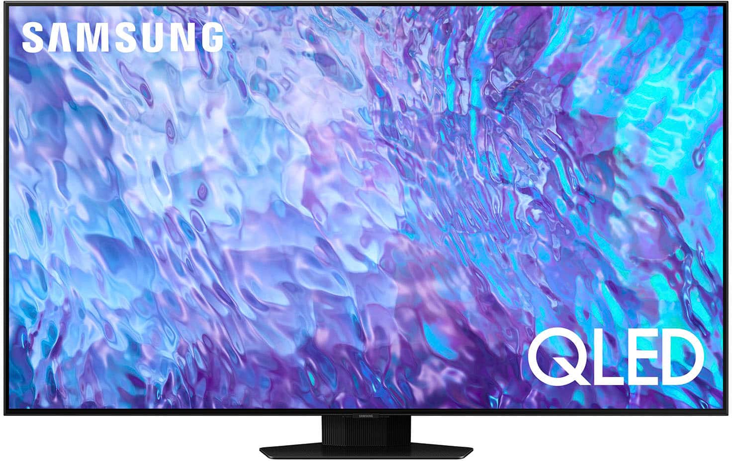 Front. Samsung - 55” Class Q80C QLED 4K UHD Smart Tizen TV - Titan Black.