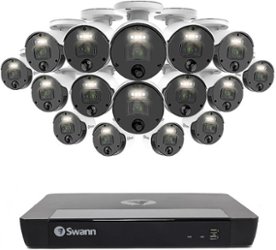 Swann - Master Series 16-Channel, 16-Camera, Indoor/Outdoor Wired 4K UHD 2TB HDD NVR Security System - Black/White - Front_Zoom