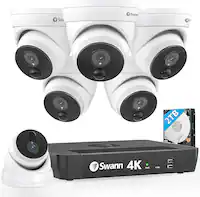 Swann - Master Series Home 8-Channel 6-Dome Camera 4K HD Indoor/Outdoor PoE Wired 2TB HDD NVR Security Surveillance System - White - Front_Zoom