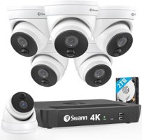 Swann - Master Series 8-Channel, 6 Dome-Camera, Indoor/Outdoor PoE Wired 4K UHD 2TB HDD NVR Security System - Black/White - Front_Zoom