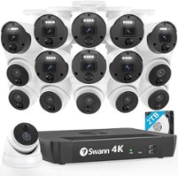 Swann Pro 16-Channel, 8-Bullet, 8-Dome Camera 4K HD, Indoor/Outdoor PoE Wired, 2TB HDD NVR Security Surveillance System - White - Front_Zoom