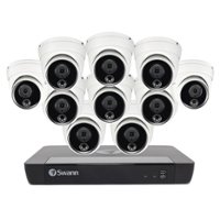 Swann - Master Series 16-Channel, 10 Dome Camera, Indoor/Outdoor PoE Wired 4K UHD 2TB HDD NVR Security System - Black/White - Front_Zoom