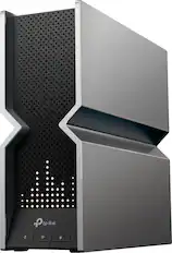 Front. TP-Link - Archer BE19000 Tri-Band Wi-Fi 7 Router - Black.