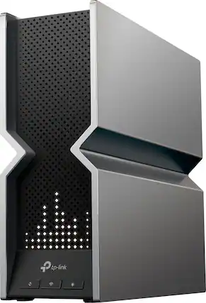 Front. TP-Link - Archer BE19000 Tri-Band Wi-Fi 7 Router - Black.