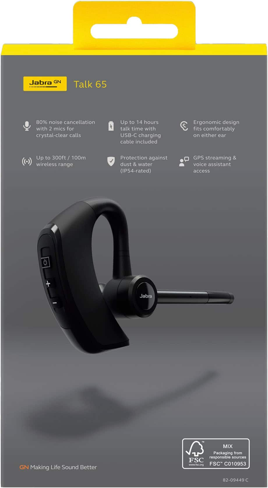 Jabra Talk 65 Premium Bluetooth Mono Headset Black 100-98230000-02 - Best  Buy