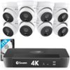 Swann - Master Series 8-Channel, 8-Dome Camera, Indoor/Outdoor PoE Wired 4K UHD 2TB HDD NVR Security System - Black/White