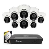 Swann - Master Series 8-Channel, 8-Dome Camera, Indoor/Outdoor PoE Wired 4K UHD 2TB HDD NVR Security System - Black/White - Front_Zoom