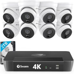 Swann - Master Series 8-Channel, 8-Dome Camera, Indoor/Outdoor PoE Wired 4K UHD 2TB HDD NVR Security System - Black/White - Front_Zoom