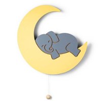 LumiPets - LumiDreams Wall Light - Kid's Decor Nightlight Elephant on Moon - White - Front_Zoom