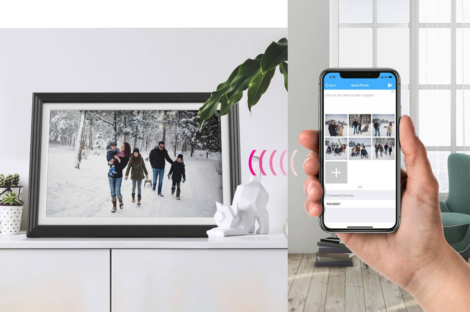 Alt View 13. Aluratek - 10" IPS LCD Wi-Fi Touchscreen Digital Photo Frame - Black.