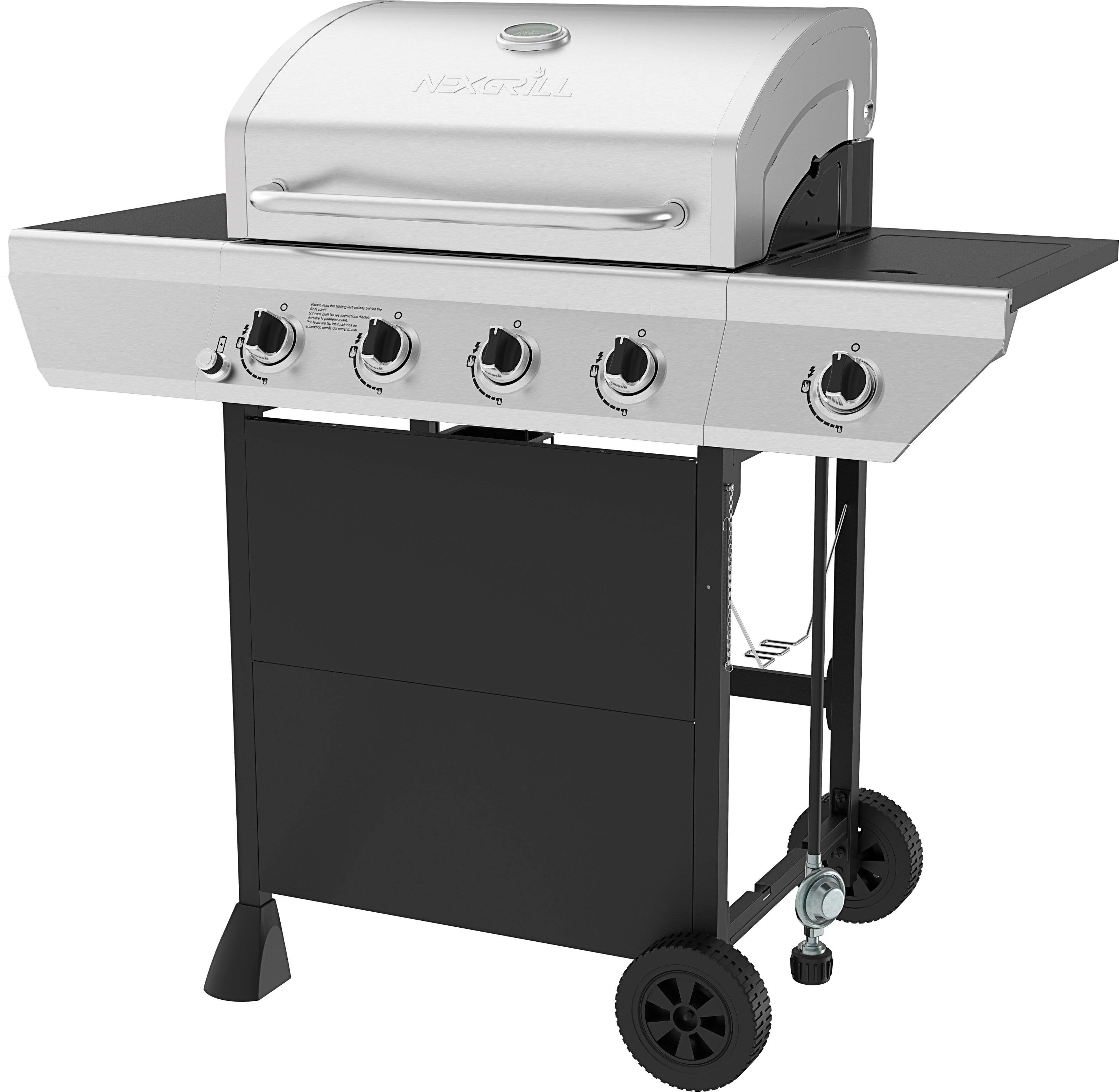 Alt View 11. Nexgrill - 4 Burner + Side Burner Cart Gas Grill - Black.