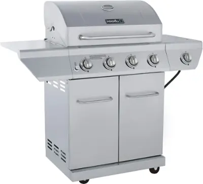 Nexgrill - 4 Burner + Side Burner Stainless Cart Gas Grill - Silver