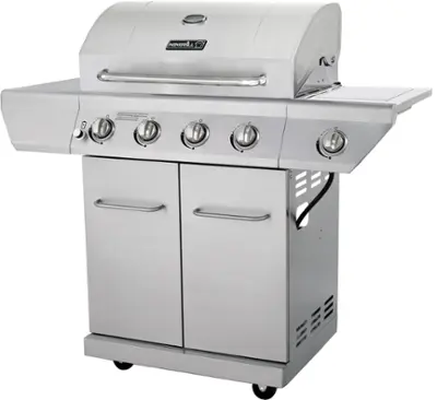 Nexgrill - 4 Burner + Side Burner Stainless Cart Gas Grill - Silver