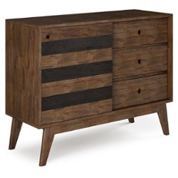 Simpli Home - Clarkson Solid Acacia Wood 48 inch Wide Mid Century Design Medium Storage - Rustic Natural Aged Brown - Front_Zoom