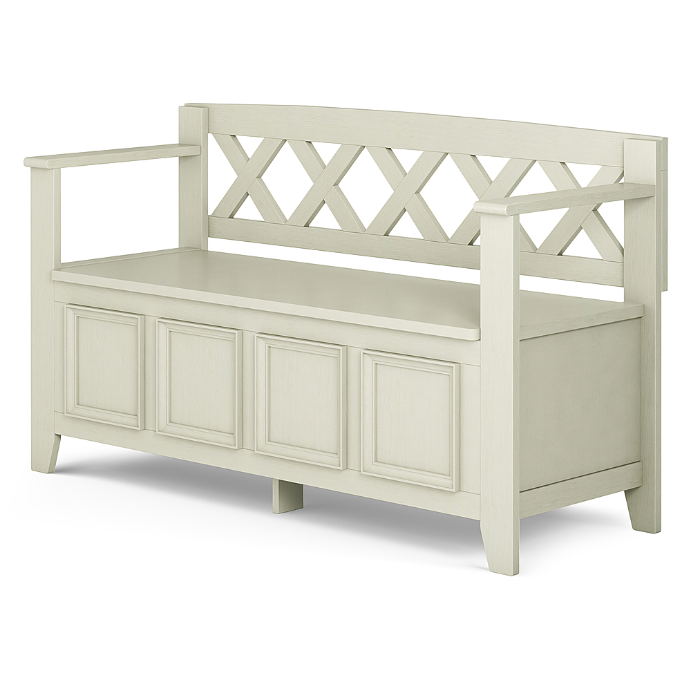 Simpli Home Amherst Entryway Storage Bench Antique White AXCAMH13-AWH ...