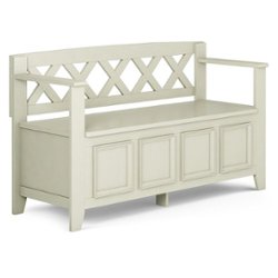 Simpli Home - Amherst Entryway Storage Bench - Antique White - Front_Zoom