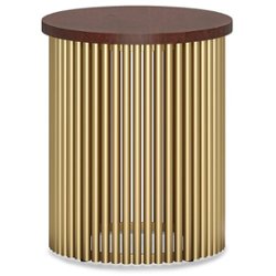 Simpli Home - Demy Metal and Wood Accent Table - Cognac and Gold - Front_Zoom
