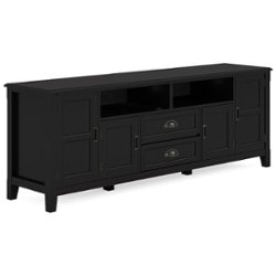 Simpli Home - Burlington Solid Wood 72 inch Wide Transitional TV Media Stand in Black For TVs up to 80 inches - Black - Front_Zoom