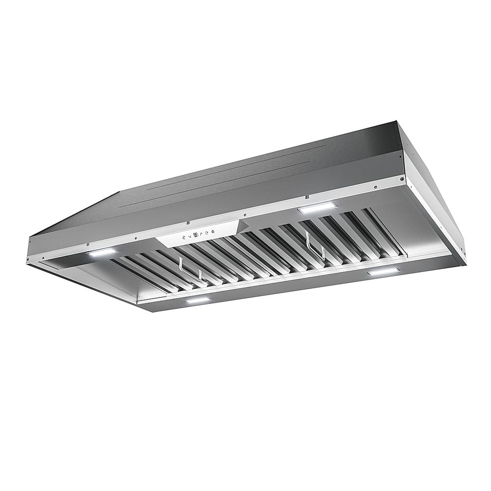 Angle. Zephyr - Monsoon II 60 in. 1200 CFM Insert Mount Range Hood with LED Light - Stainless Steel.