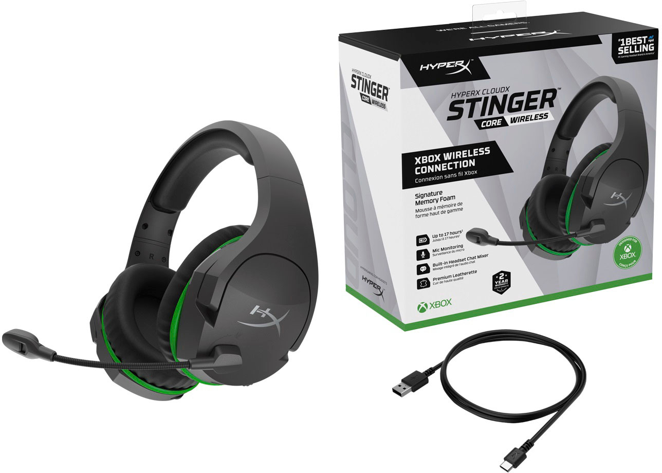 Xbox for X|S Buy Headset Gaming HyperX Black/Green One Wireless and CloudX Core 4P5J0AA Xbox Stinger Best -