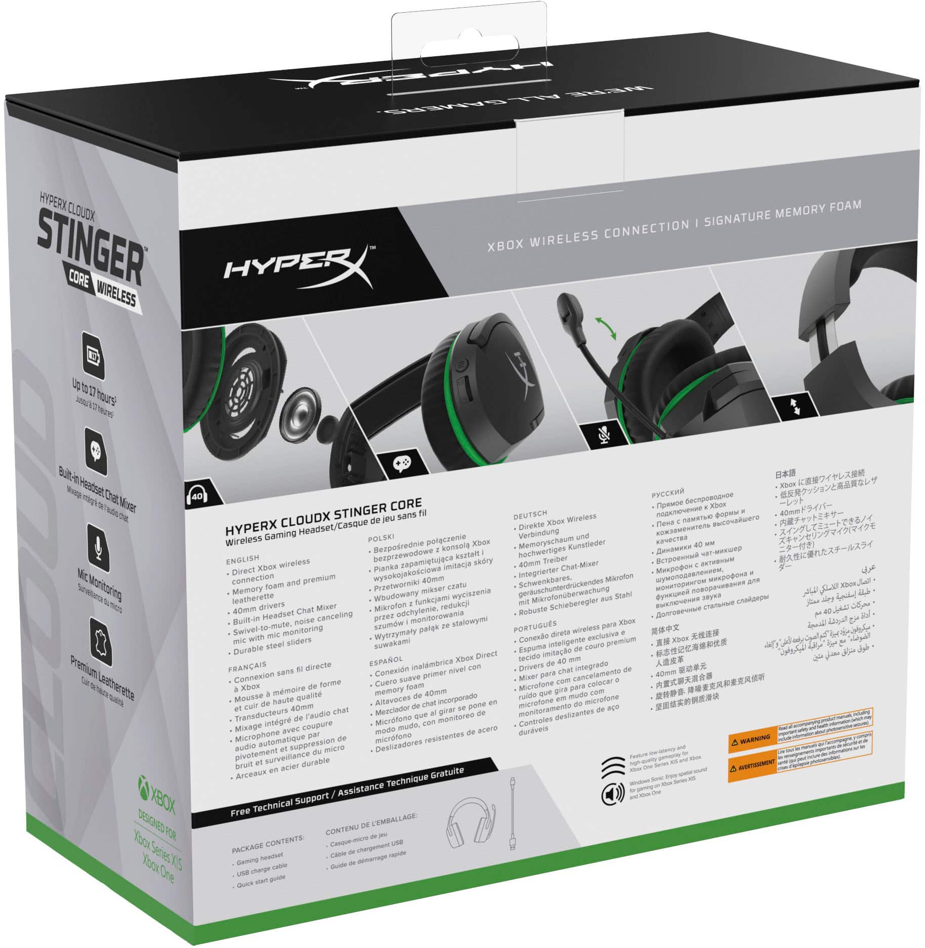 Alt View 18. HyperX - CloudX Stinger Core Wireless Gaming Headset for Xbox X|S and Xbox One - Black/Green.