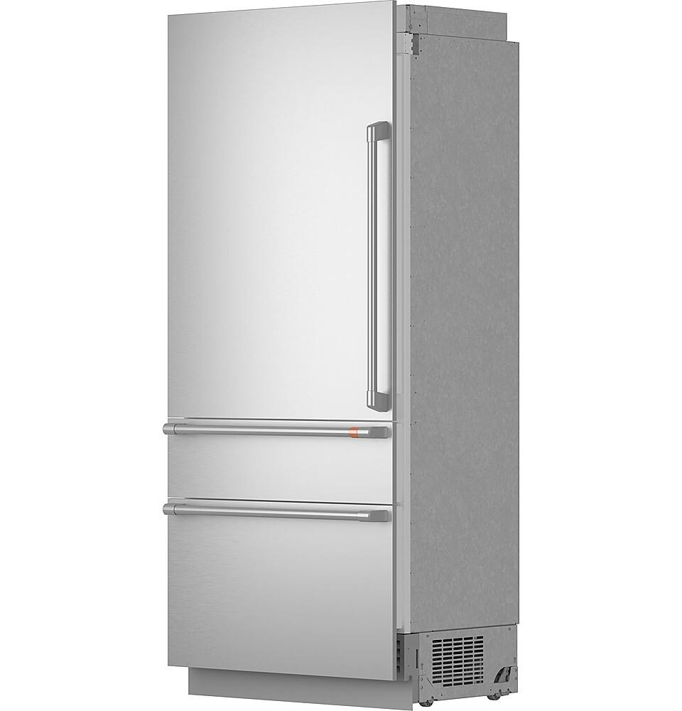 Left. Café - 20.2 Cu. Ft.Built-In Refrigerator with Bottom Freezer and Wi-Fi - Stainless Steel.