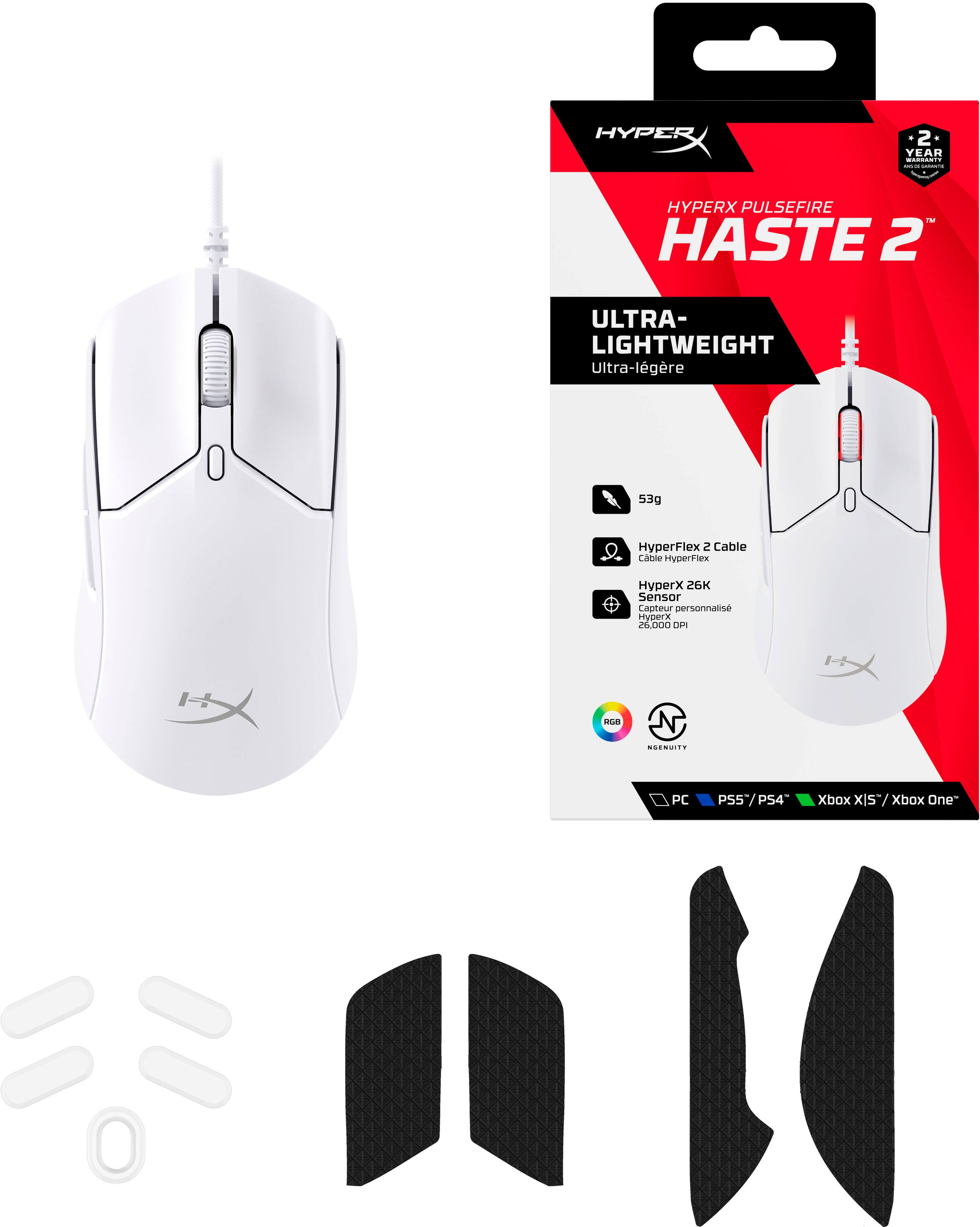 Alt View 16. HyperX - Pulsefire Haste 2 Lightweight Wired Optical Gaming Mouse with RGB Lighting - White.