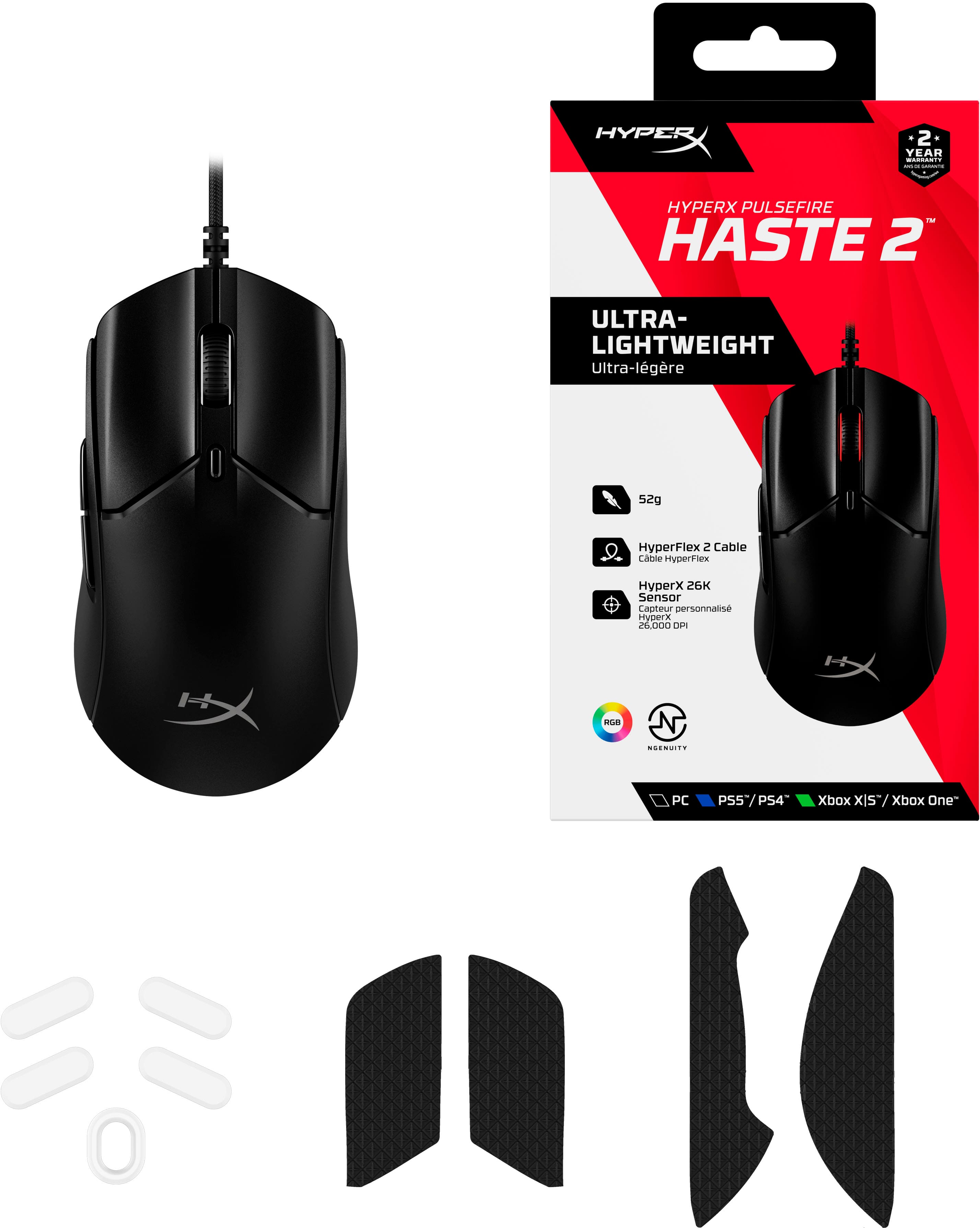 Alt View 16. HyperX - Pulsefire Haste 2 Lightweight Wired Optical Gaming Mouse with RGB Lighting - Black.
