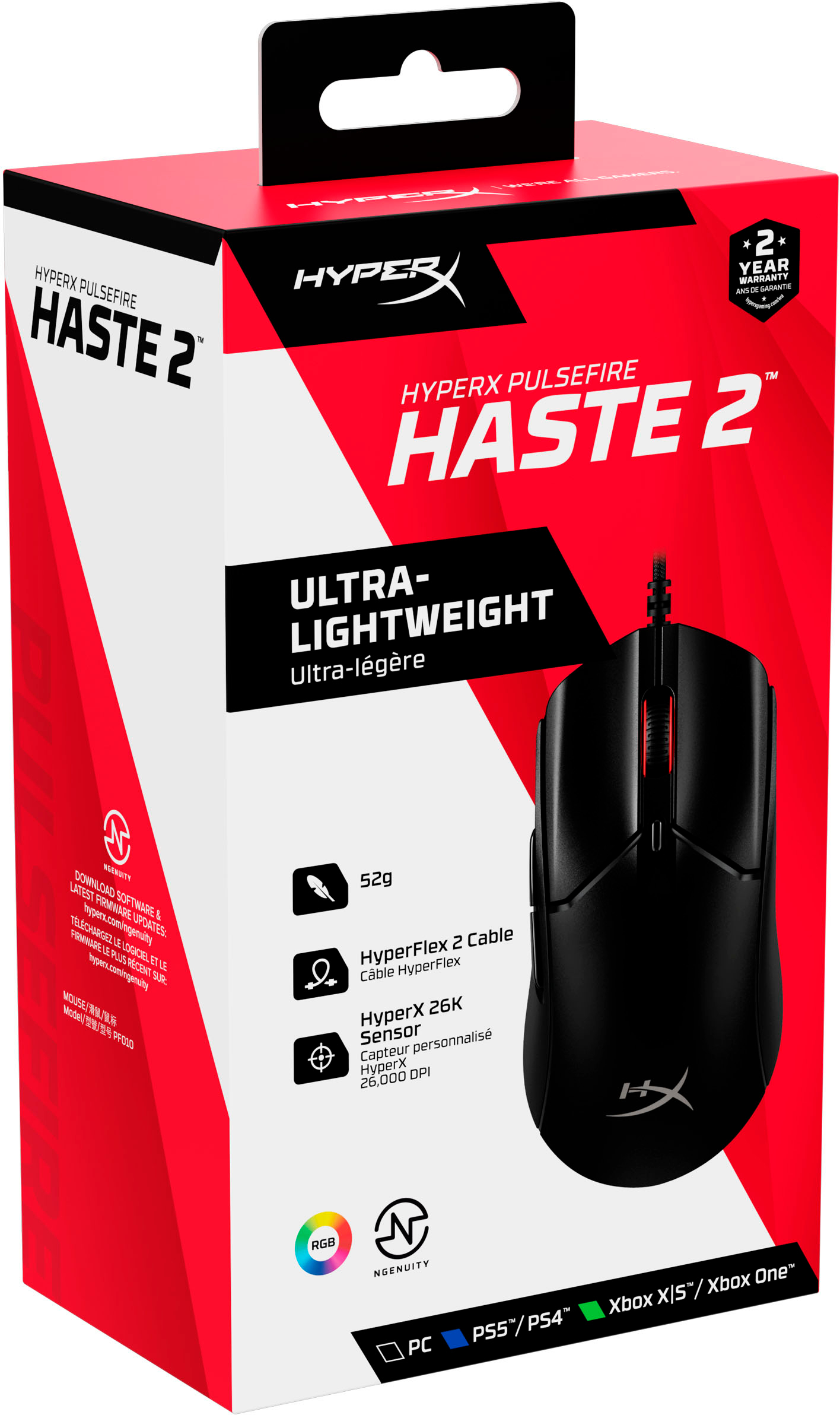 Sotel  HyperX Pulsefire Haste 2 - Souris gaming (noir)