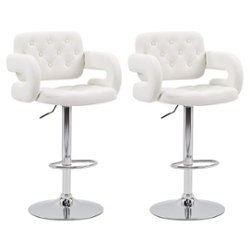 CorLiving - Adjustable Barstool with Armrests (set of 2) - White - Angle_Zoom