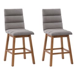 CorLiving - Boston Channel Tufted Fabric Barstool (set of 2) - Light Grey - Angle_Zoom