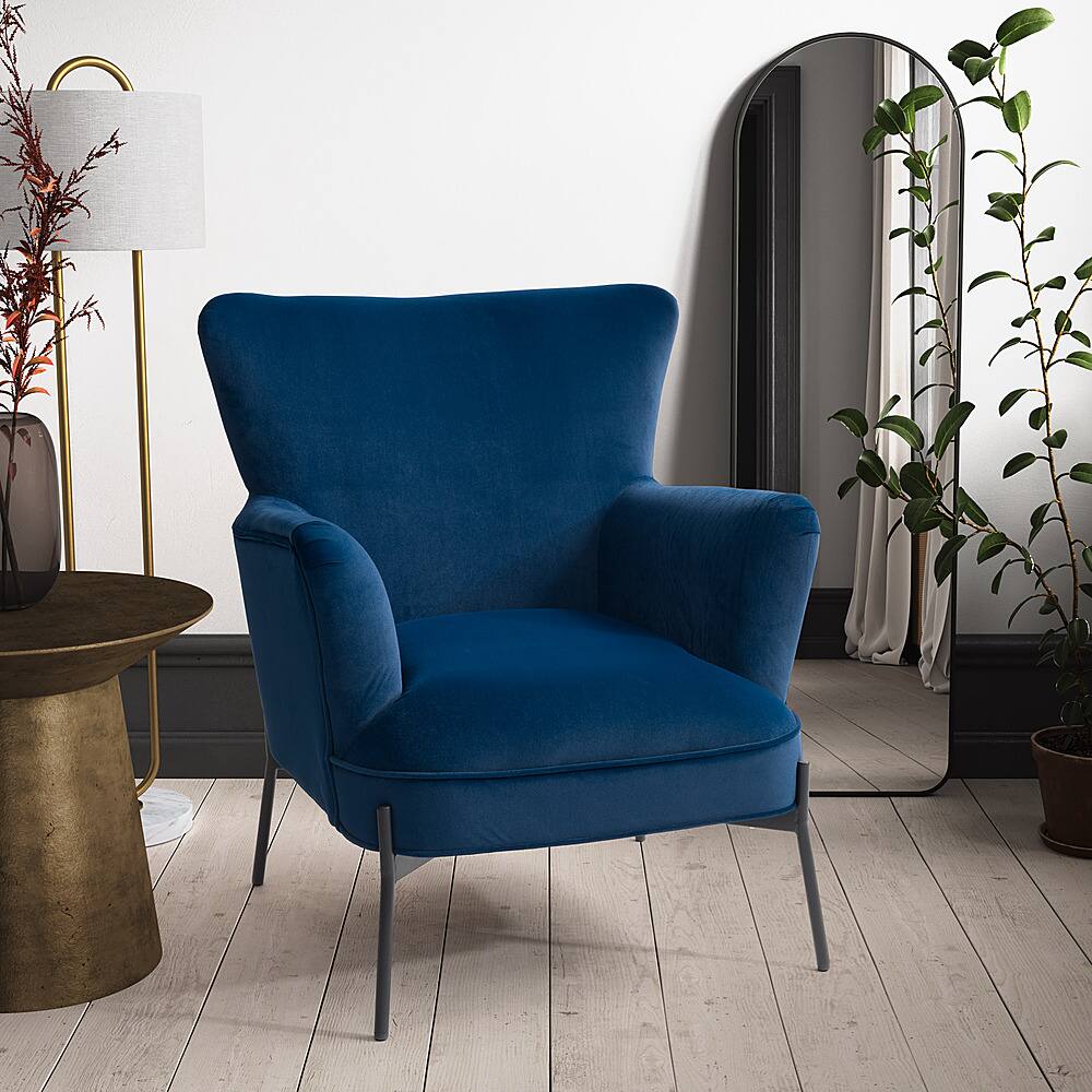Best Buy CorLiving Elwood Wingback Accent Chair Blue LSS201C