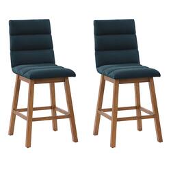CorLiving - Boston Channel Tufted Fabric Barstool (set of 2) - Navy Blue - Angle_Zoom